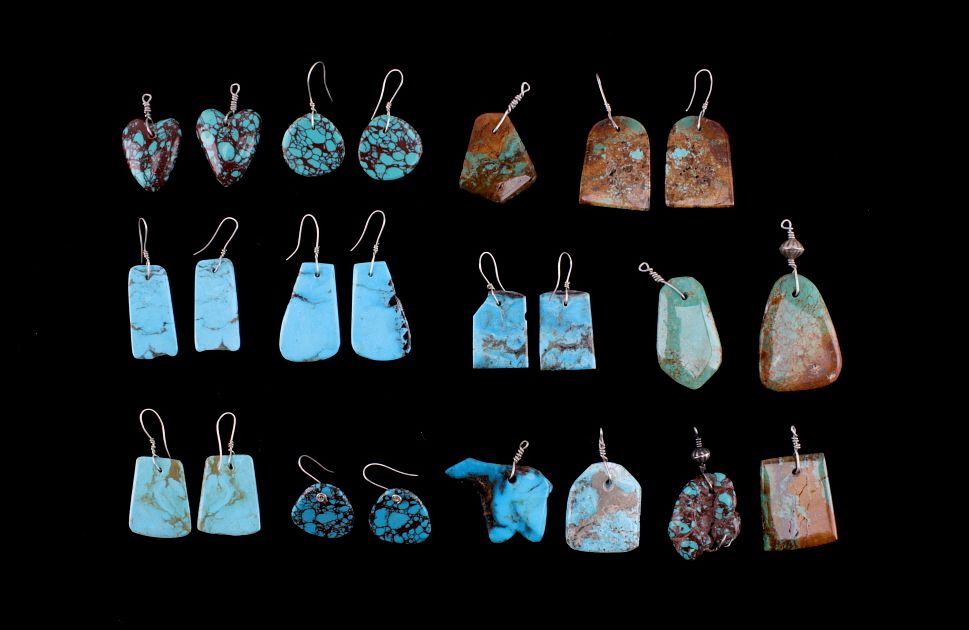 Appraisal: Navajo Silver Turquoise Nugget Earrings Pendant Featured in this lot