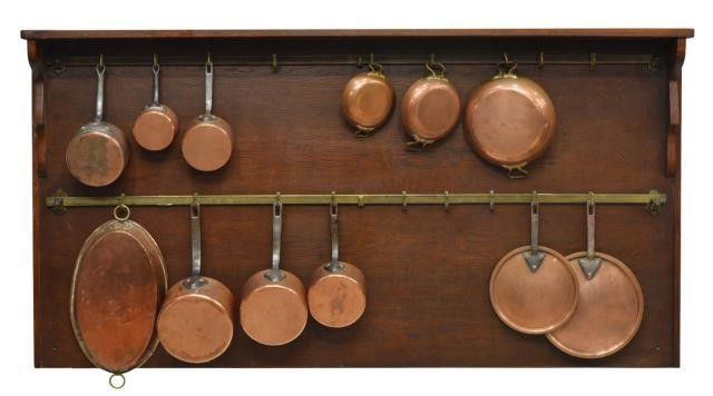 Appraisal: lot of French hanging kitchen pot rack and copper kitchen