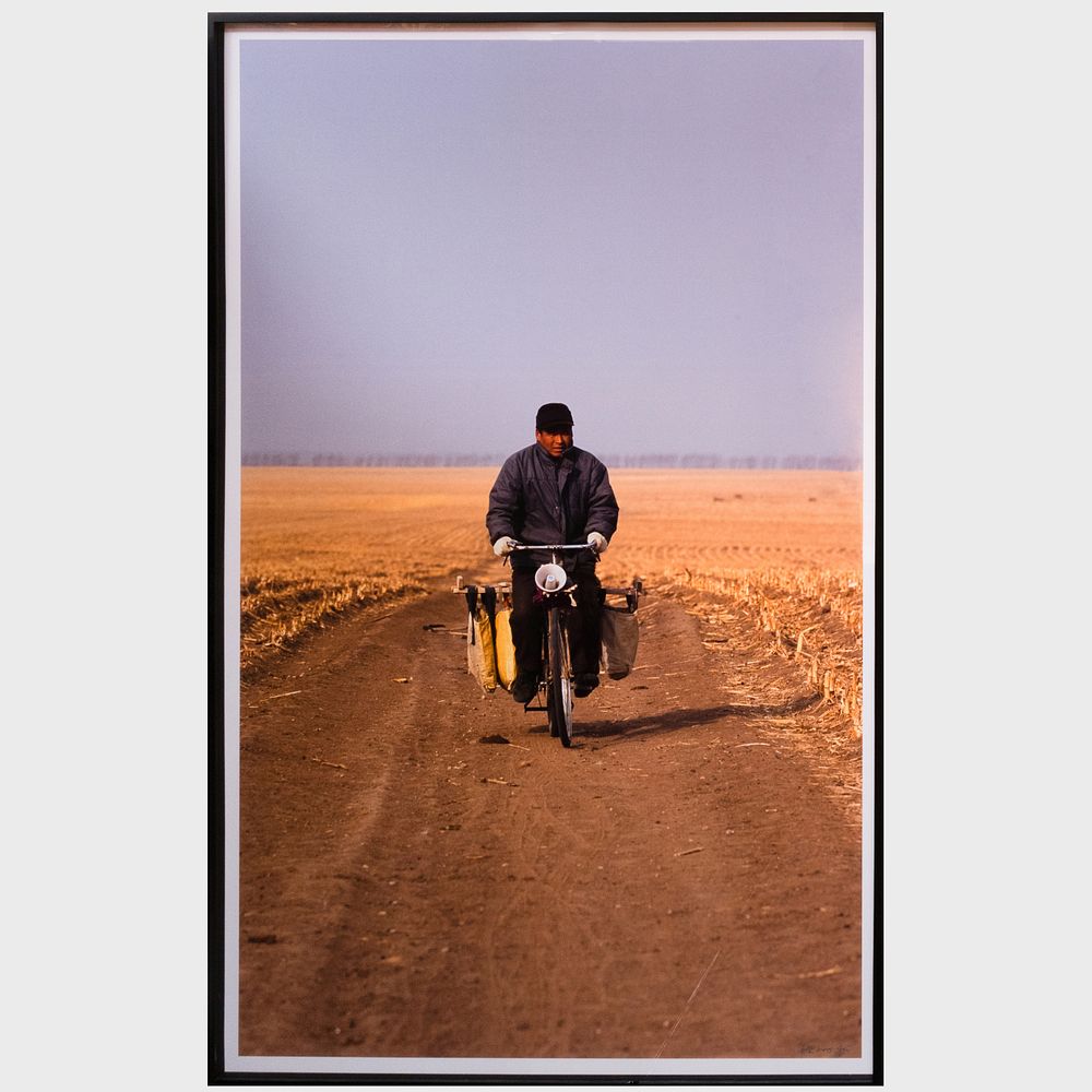 Appraisal: Hai Bo b The Northern A Man is Riding Bicycle