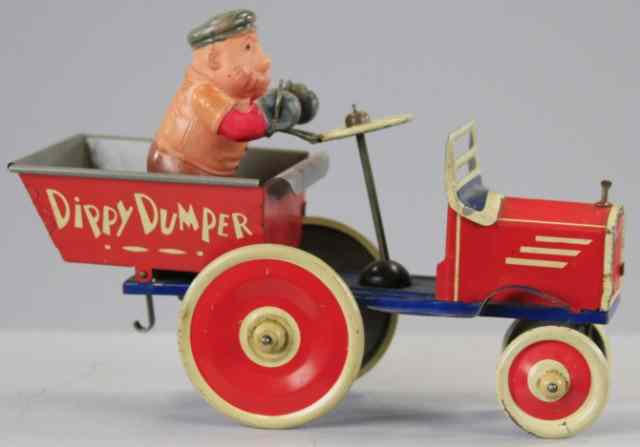 Appraisal: BRUTUS DIPPY DUMPER Marx colorful tin lithographed open dump truck