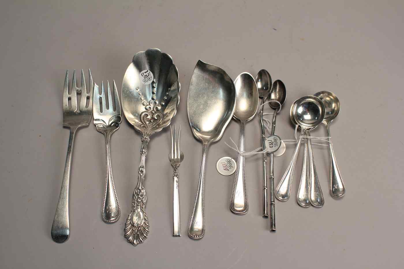 Appraisal: THIRTEEN PIECES OF STERLING SILVER FLATWAREBy various makers Includes berry