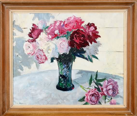 Appraisal: Floral still life with roses oil on canvas x SLL