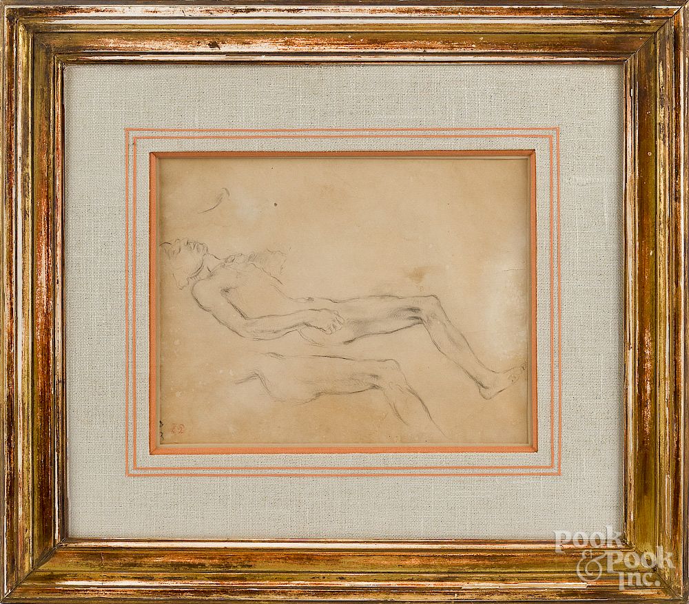 Appraisal: Eugene Delacroix reclining male nude Eugene Ferdinand Victor Delacroix French