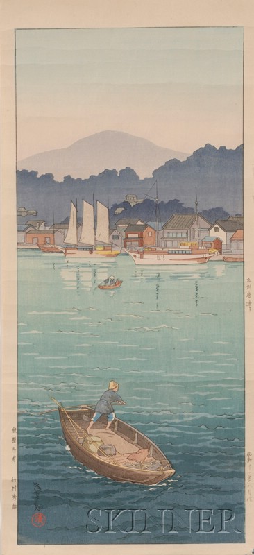 Appraisal: Five Shin Hanga Modern Prints four Yoshida Hiroshi Lantern Maker