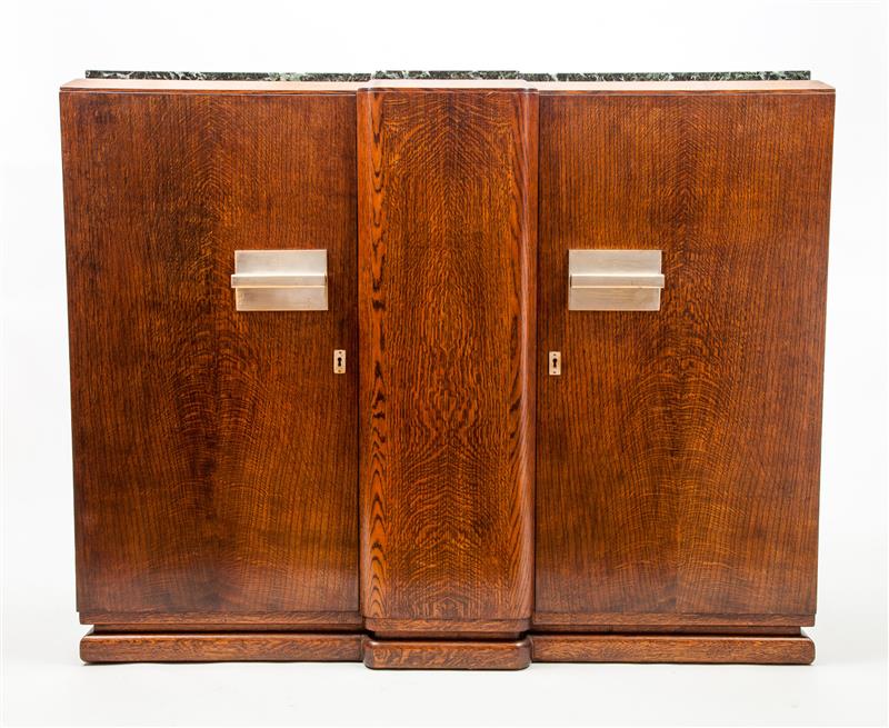 Appraisal: Two-Door Cabinet Dutch c Stained oak chrome marble marble top