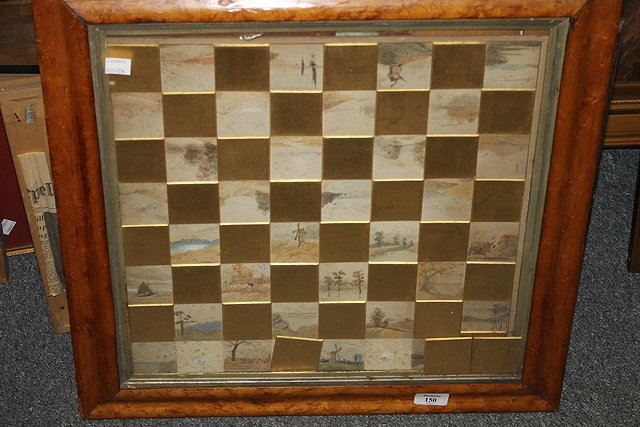 Appraisal: th Century English SchoolChess board picture of English landscape scenes