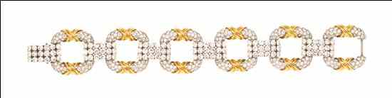 Appraisal: A Platinum Karat Yellow Gold and Diamond ''Cooper'' Bracelet Schlumberger