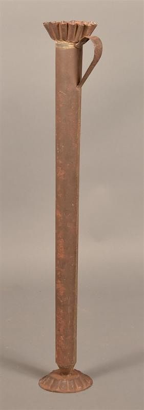 Appraisal: Large th Century Tin Single Tube Candle Mold Large th