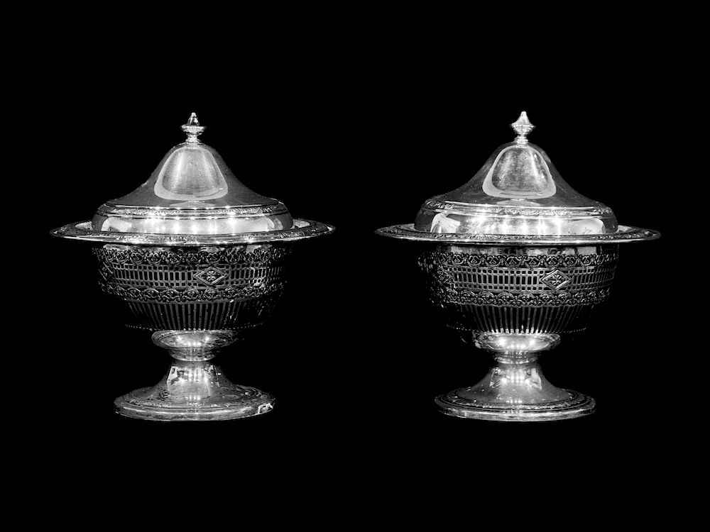 Appraisal: A Pair of American Silver Compotes and Covers A Pair