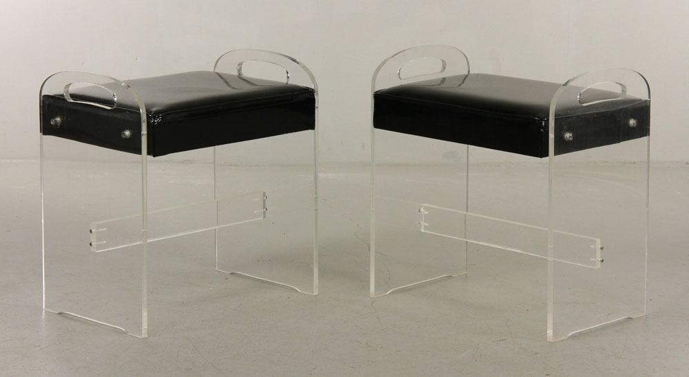 Appraisal: - Pr Mid C Stools Pair of mid th century