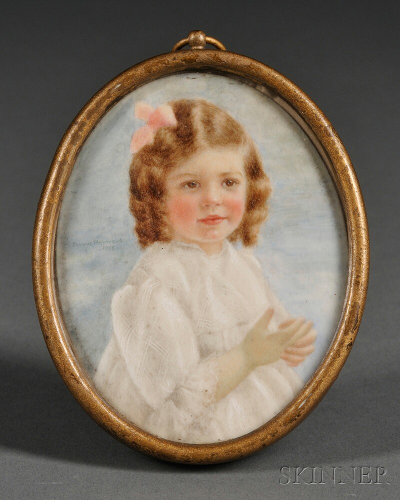 Appraisal: American School th Century Portrait Miniature of Julia Barbour of