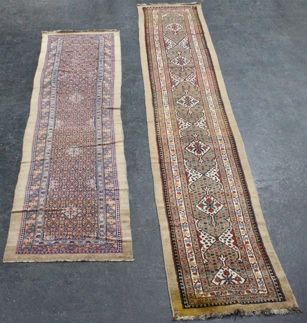 Appraisal: TWO LONG CAUCASIAN WOOL RUNNERS both with similar colors including