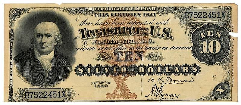 Appraisal: Ten Dollar Silver Certificate series of Bruce Wyman Provenance Estate