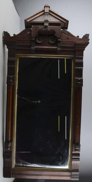 Appraisal: Tall Mirror In Ornate Wooden Frame With burl veneer accents