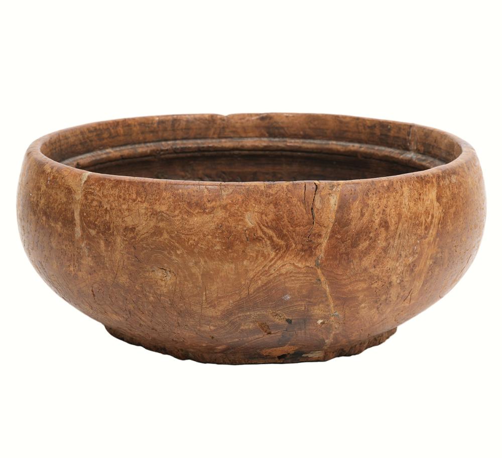 Appraisal: Antique burl wood bowl rustic formed and hand carved in