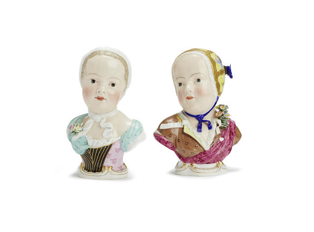 Appraisal: A pair of Meissen Kinderkopfen busts of the Bourbon children