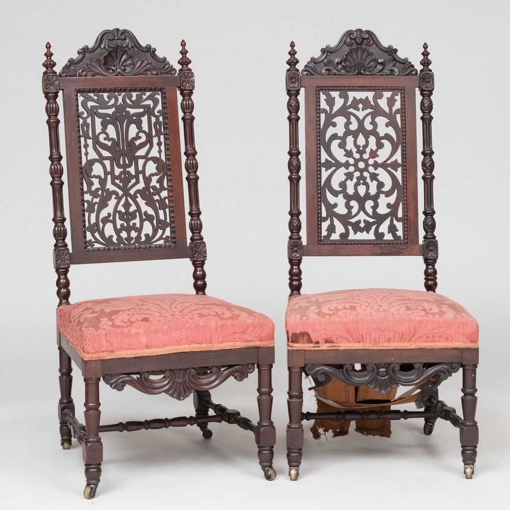 Appraisal: Assembled Pair of Victorian Rococo Revival Rosewood Side Chairs x