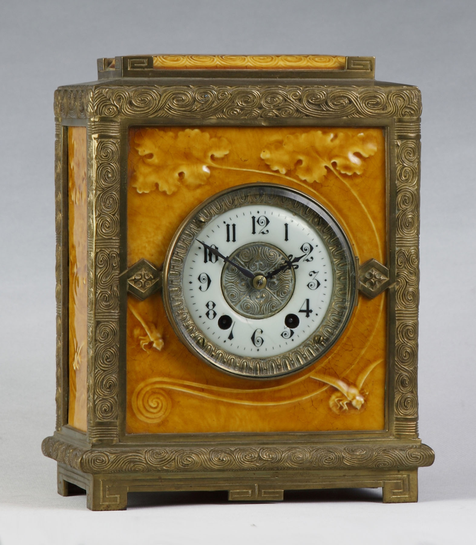 Appraisal: New Haven Albatross Shelf Clock J G Low Tile Bronze