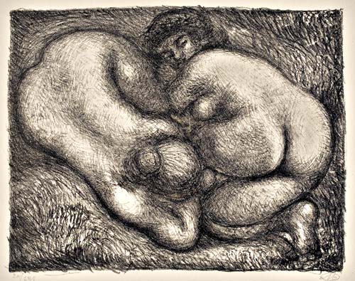 Appraisal: ARISTIDE MAILLOL Deux femmes dans l'herbe Lithograph on cream Japan