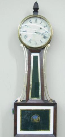 Appraisal: Antique early American banjo clock with brass trimmed face and