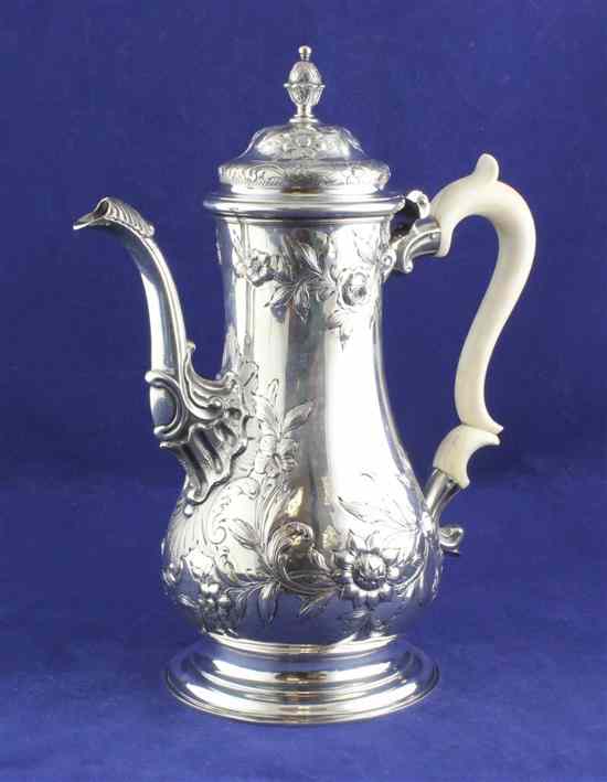 Appraisal: An Edwardian th century style silver coffee pot of baluster