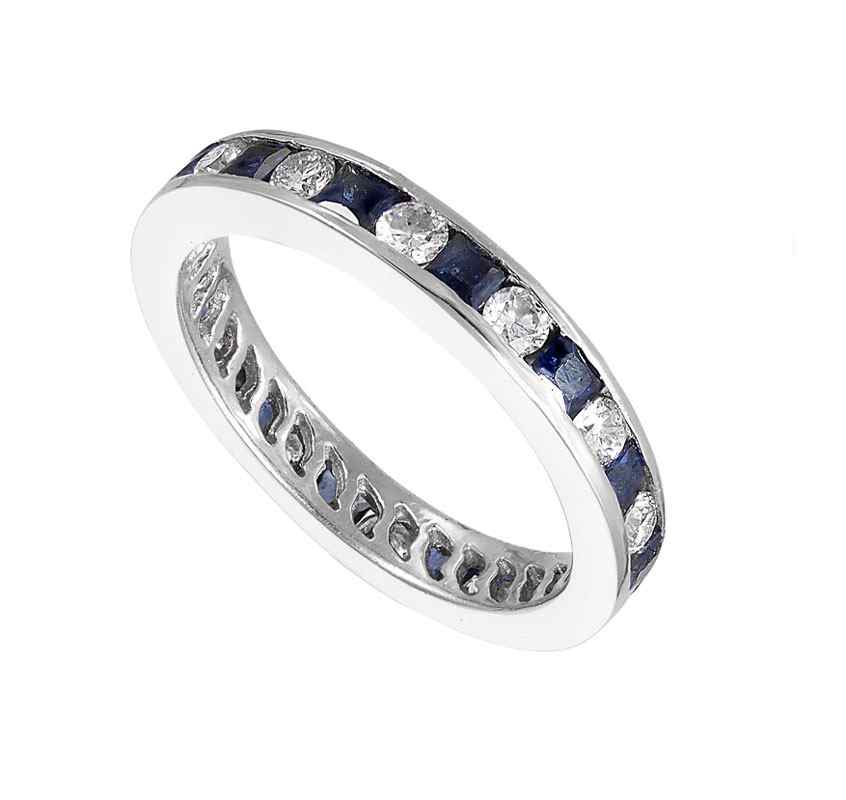 Appraisal: PLATINUM DIAMOND SAPPHIRE ETERNITY BAND Platinum eternity style band contains