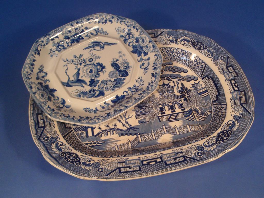 Appraisal: A Victorian Willow pattern meat dish with drain well high