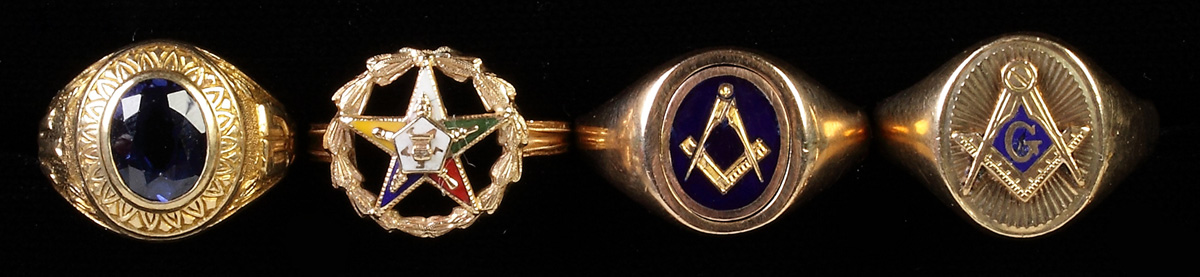 Appraisal: Vintage Gold Rings incl Masonic k k k k