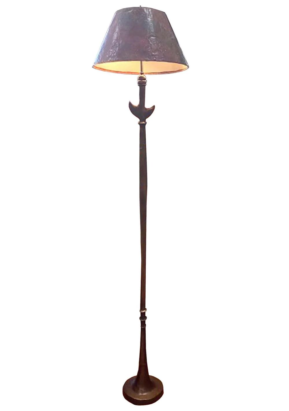 Appraisal: GIACOMETTI STYLE WOOD FLOOR LAMPWith a painted bronze finish Height