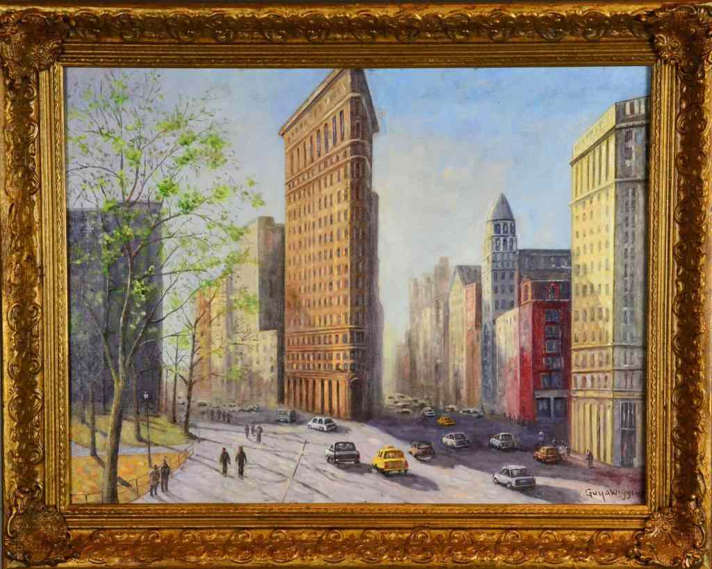 Appraisal: Guy A Wiggins Oil Painting On CanvasDepicting a New York