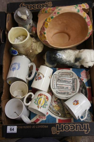 Appraisal: A collection of Pottery to include Plates Commemorative Mugs Floral