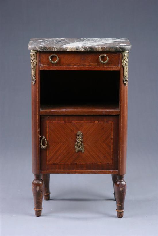 Appraisal: LOUIS XVI STYLE MARBLE-TOP COMMODE late th century mahogany and