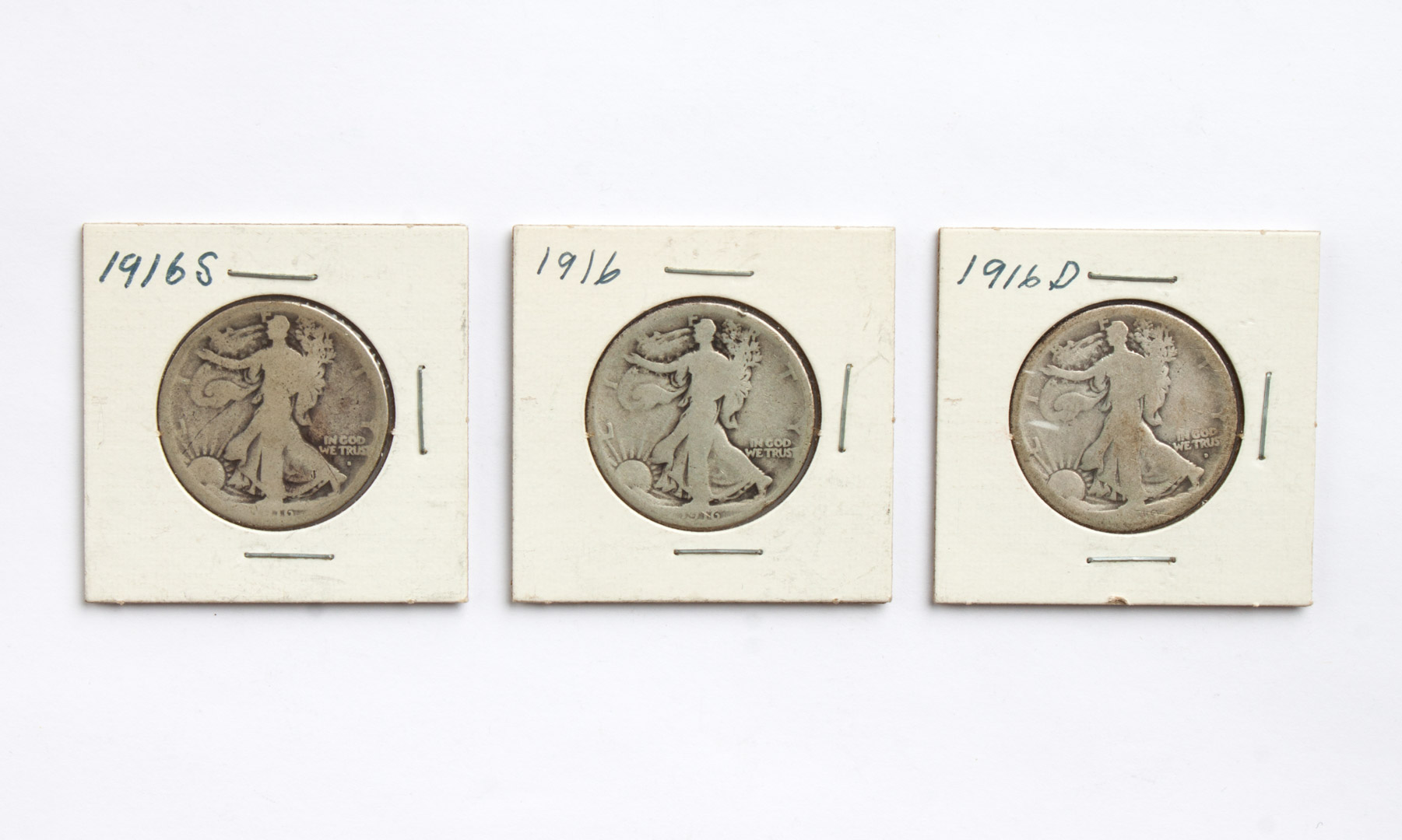 Appraisal: Three U S Walking Liberty half dollars comprising G -D