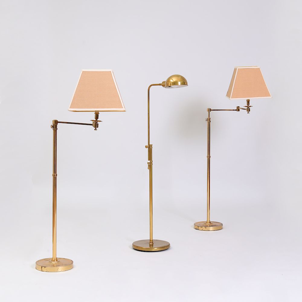 Appraisal: Pair of Brass Reading Lamps with Retractable Arms Fitted with