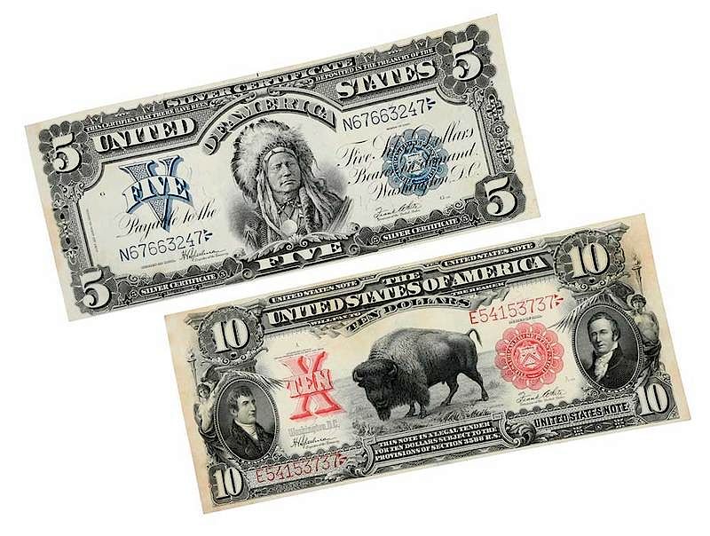 Appraisal: U S Currency Chief Oncpapa and Bison Notes series of