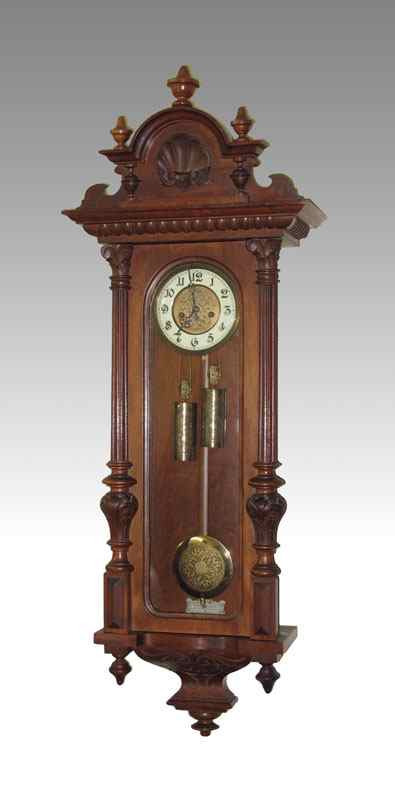 Appraisal: GUSTAV BECKER DUAL WEIGHT VIENNA REGULATOR CLOCK Walnut case with