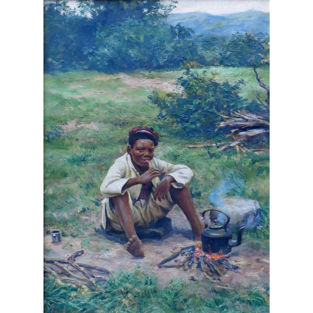 Appraisal: Gustave Langenberg American - Preparing Dinner South Africa Signed Langenberg