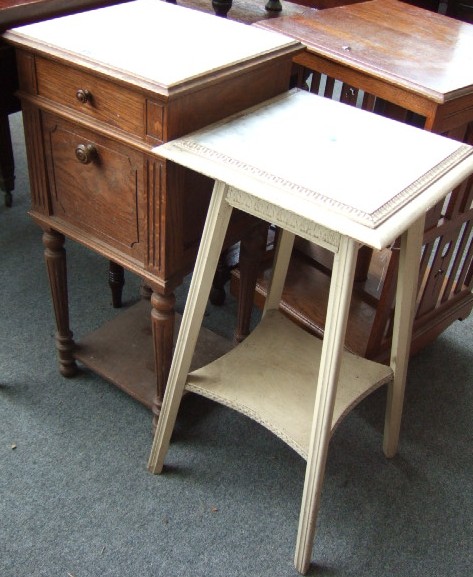 Appraisal: A Continental th century oak pot cupboard the square marble