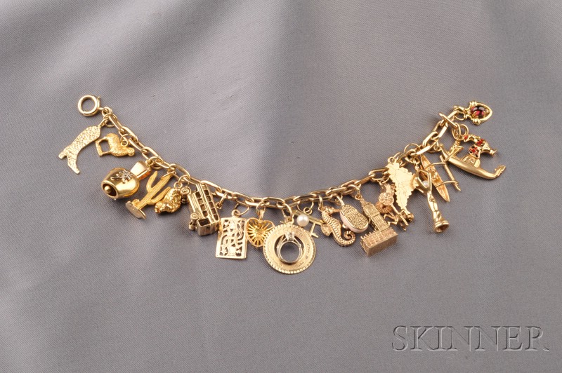 Appraisal: kt Gold Charm Bracelet Cartier composed of trace link chain