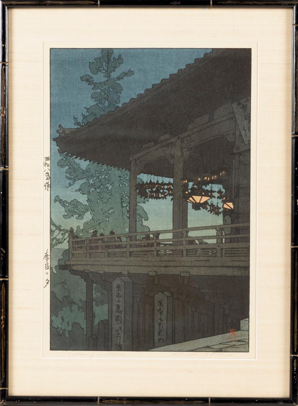 Appraisal: HIROSHI YOSHIDA JAPAN - EVENING IN NARA WOODBLOCK PRINT OBAN