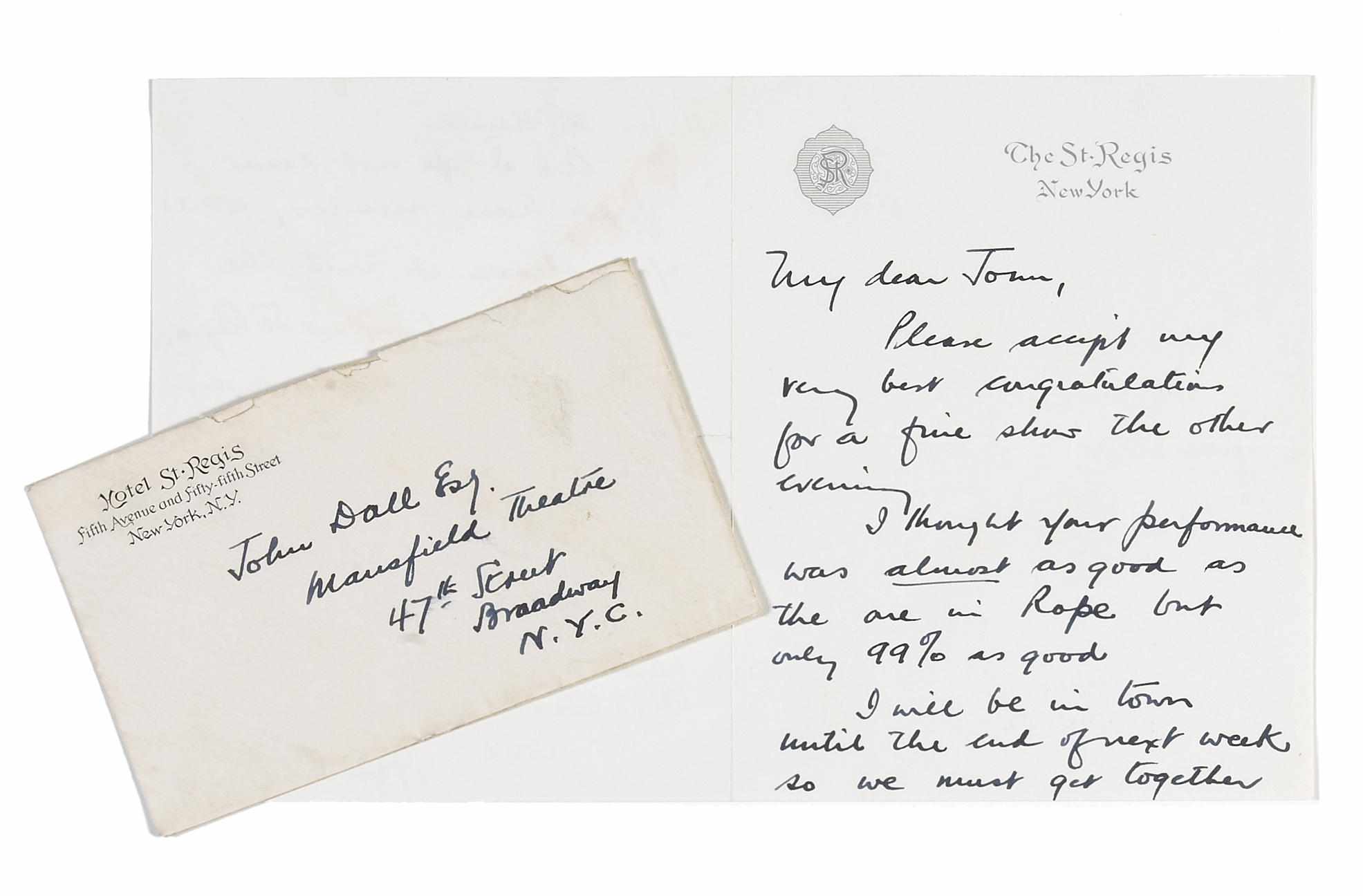 Appraisal: HITCHCOCK ALFRED Autograph Letter Signed ''Hitch'' pp vo conjoining leaves