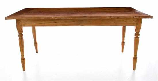 Appraisal: Federal style walnut farm table rectangular top above two frieze