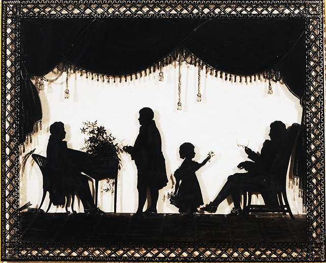 Appraisal: A set of four th Century silhouette pictures each showing