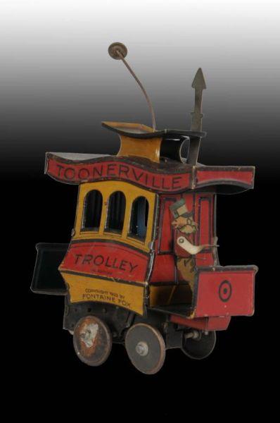 Appraisal: Tin Nifty Toonerville Trolley Wind-Up Toy Description Works sluggishly Marked