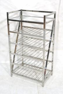 Appraisal: Small Square Tube Chrome Shelf Glass Top Shelf Lower shelves