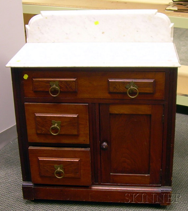 Appraisal: Victorian White Marble-top Walnut Commode