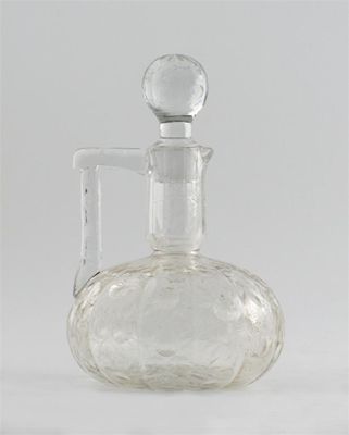 Appraisal: A glass ewer and stopper probably engraved by John Orchard