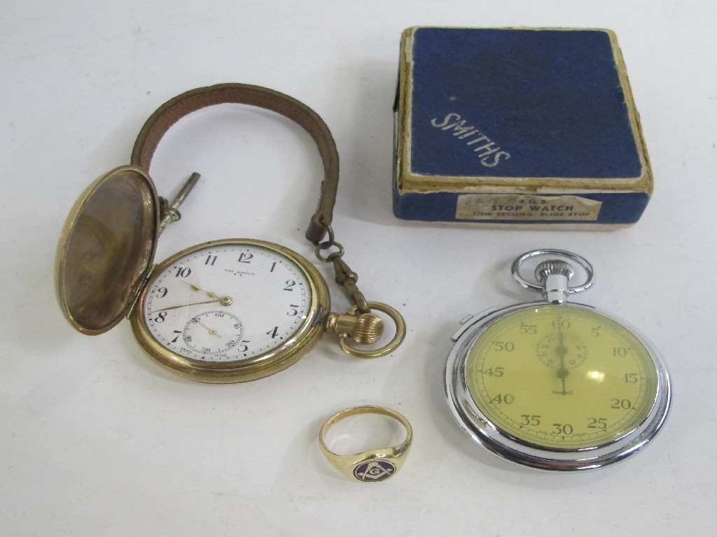 Appraisal: Lot comprising rolled gold pocket watch stopwatch and a Masonic