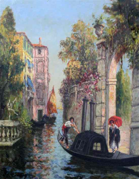 Appraisal: Charles Louis Auguste Cousin - oil on canvas A gondolier