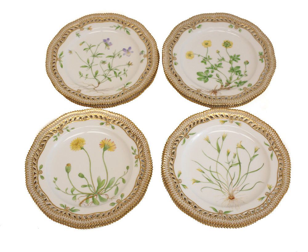 Appraisal: Royal Copenhagen Flora Danica Luncheon Plates Royal Copenhagen luncheon plates